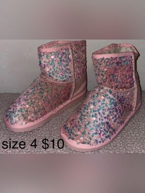 Pink Sequin Cozy Boots
